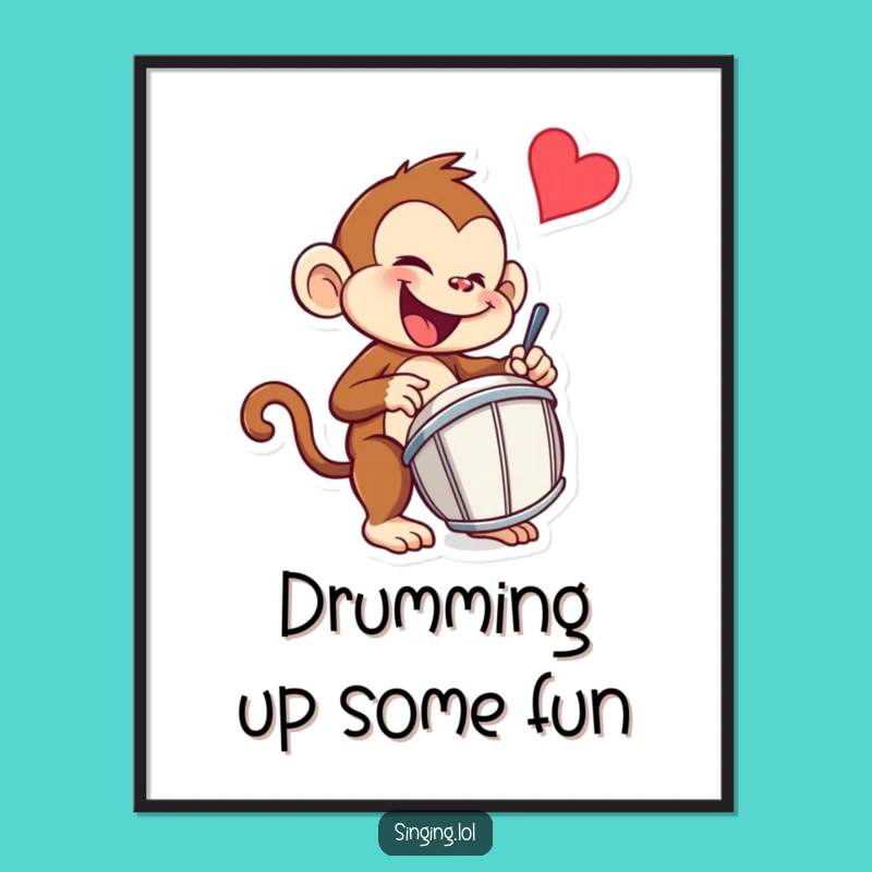 Free Printable Monkey Drummer Funny Wall Art - Rhythmic Downloadable Decor!