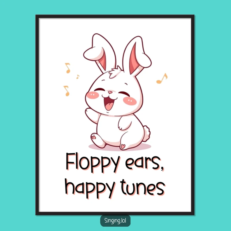 Funny Free Printable Rabbit Wall Art: Floppy Ears Singer Downloadable Decor for Charm