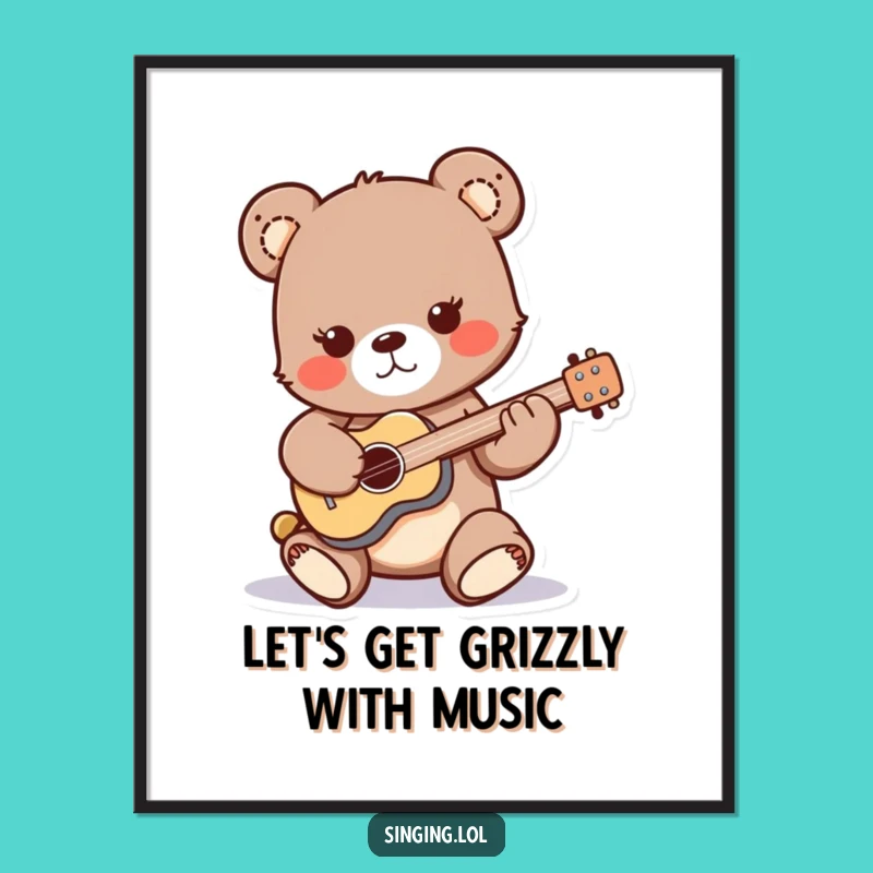 Free Printable Funny Wall Art: Bear Cub Rockstar Vibes Downloadable Art