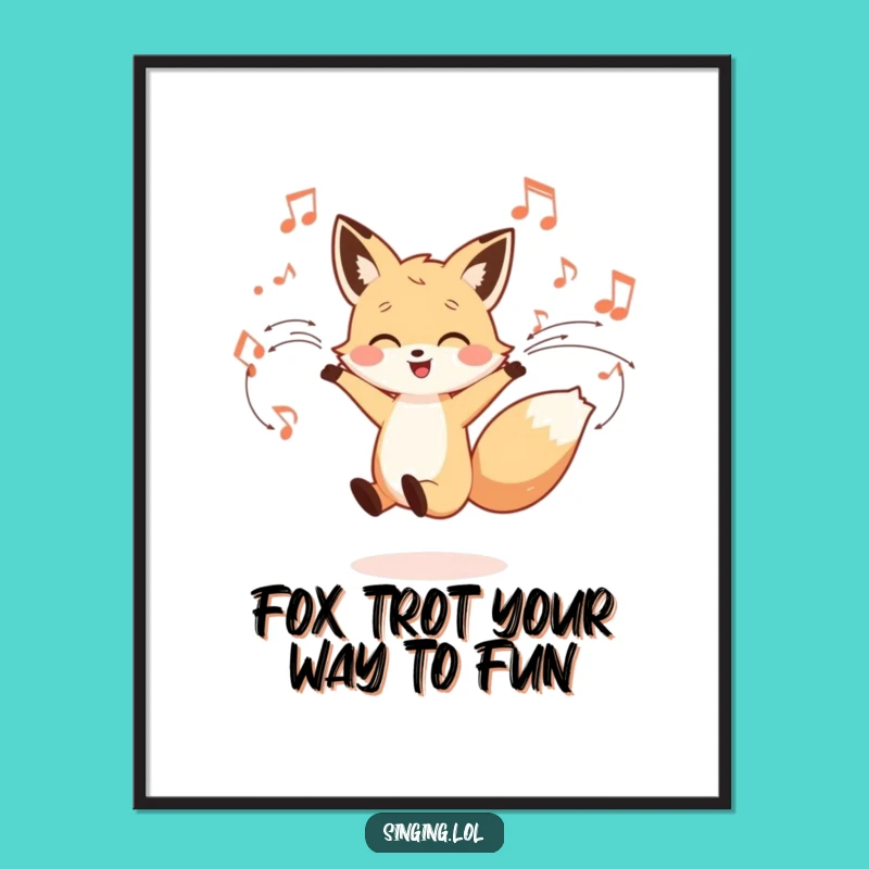 Free Printable Funny Wall Art: Dancing Fox Melodies Downloadable Art