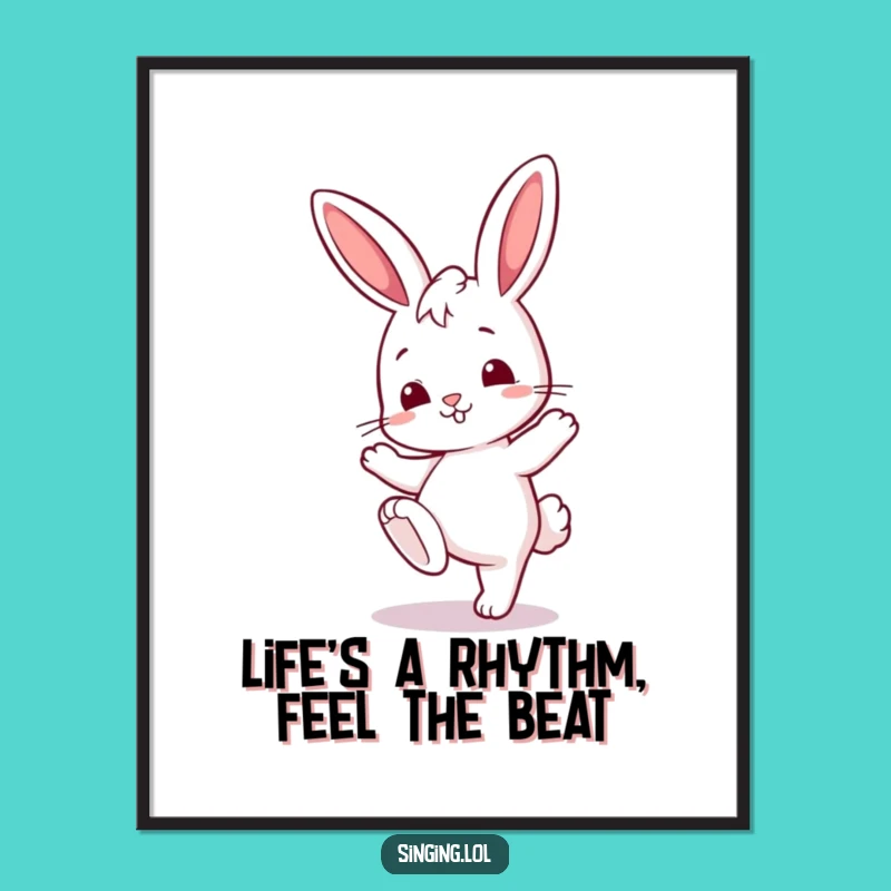 Free Printable Wall Art: Funny Bunny Tapping Design, Downloadable Humor Art for Home