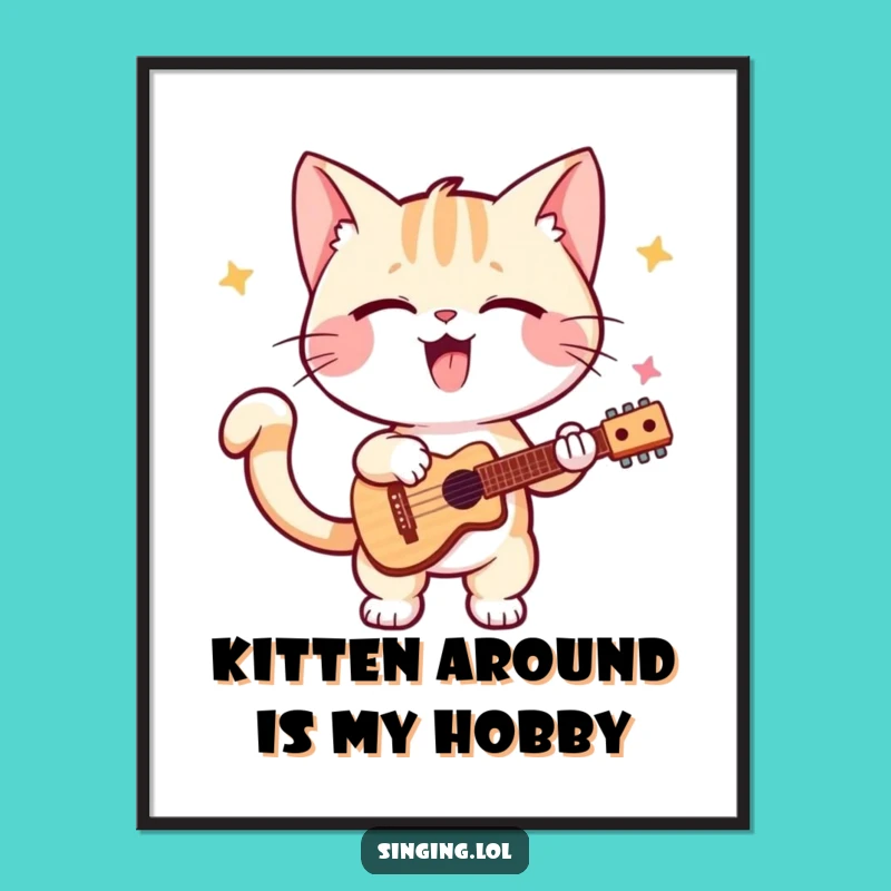 Free Printable Wall Art: Funny Kitten Solo Dance, Tail Wagging Downloadable Art