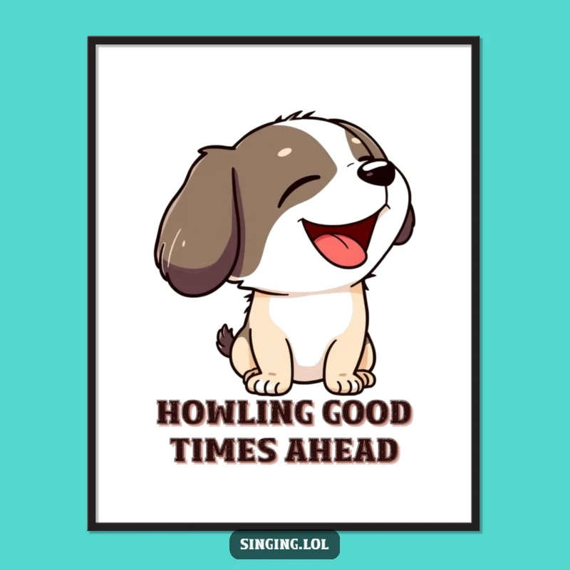 Free Printable Wall Art: Howling Dog Joyful Decor Downloadable Art