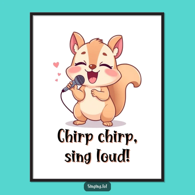 Funny Free Printable Squirrel Wall Art: Giggling Singer Downloadable Decor for a Cheerful Vibe