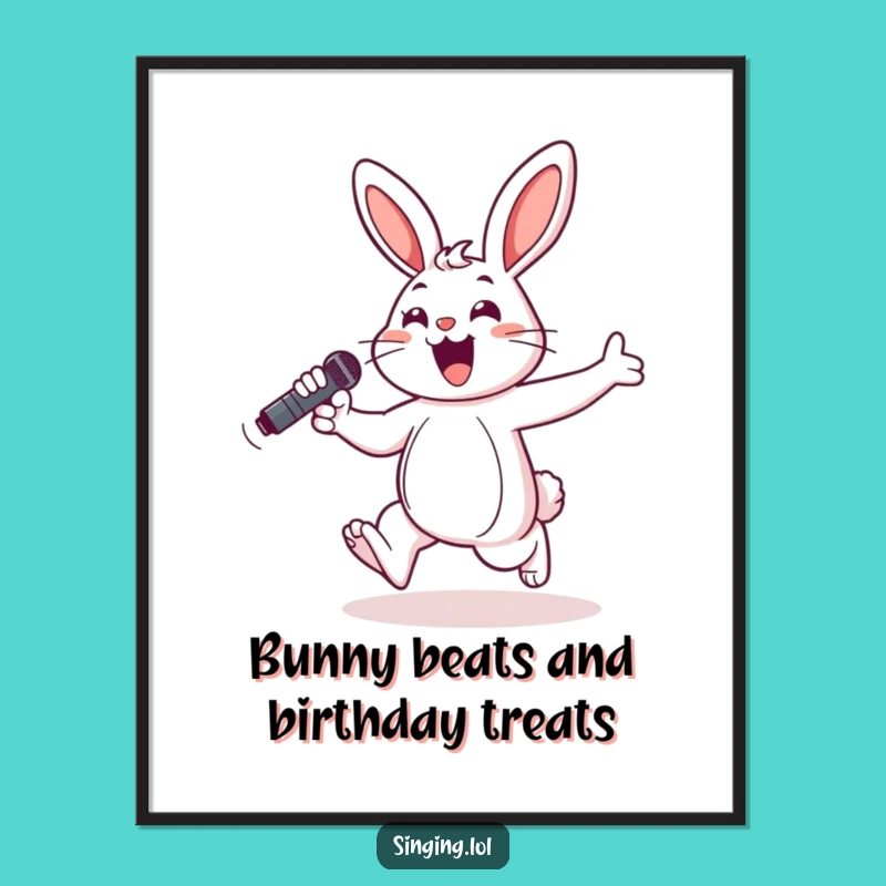Funny Free Printable Wall Art: Hopping Bunny Rockstar, Energetic Downloadable Decor!