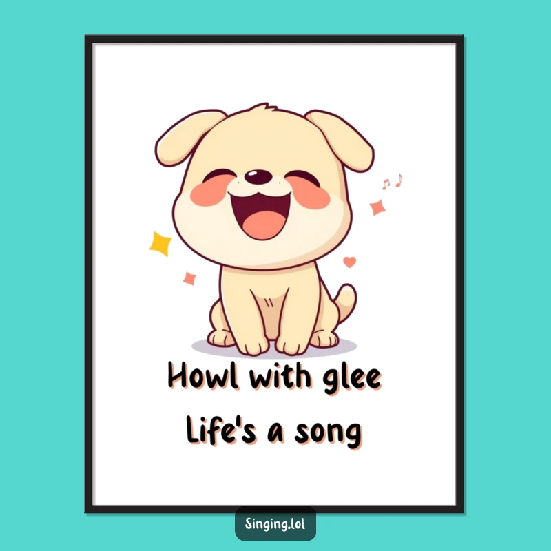 Funny Free Printable Wall Art: Howling Dog Humorous Downloadable Decor