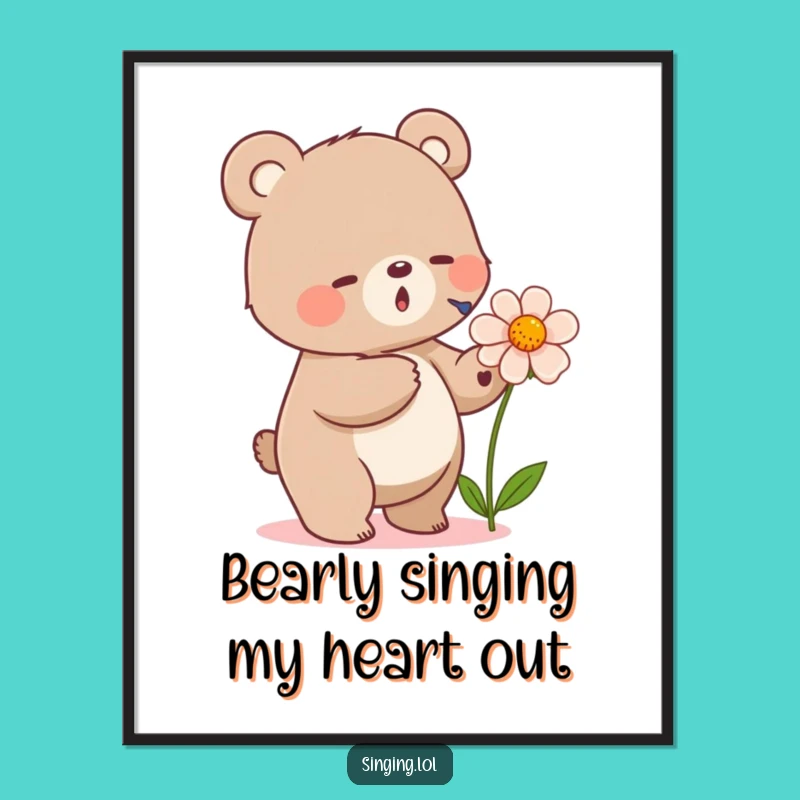 Funny Free Printable Wall Art: Singing Bear Serenade, Cute Downloadable Decor!