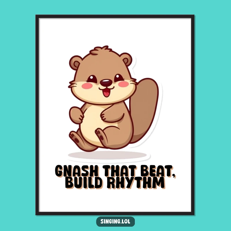 Free Printable Wall Art: Bouncing Beaver Beat, Energetic Downloadable Decor for Lively Spaces