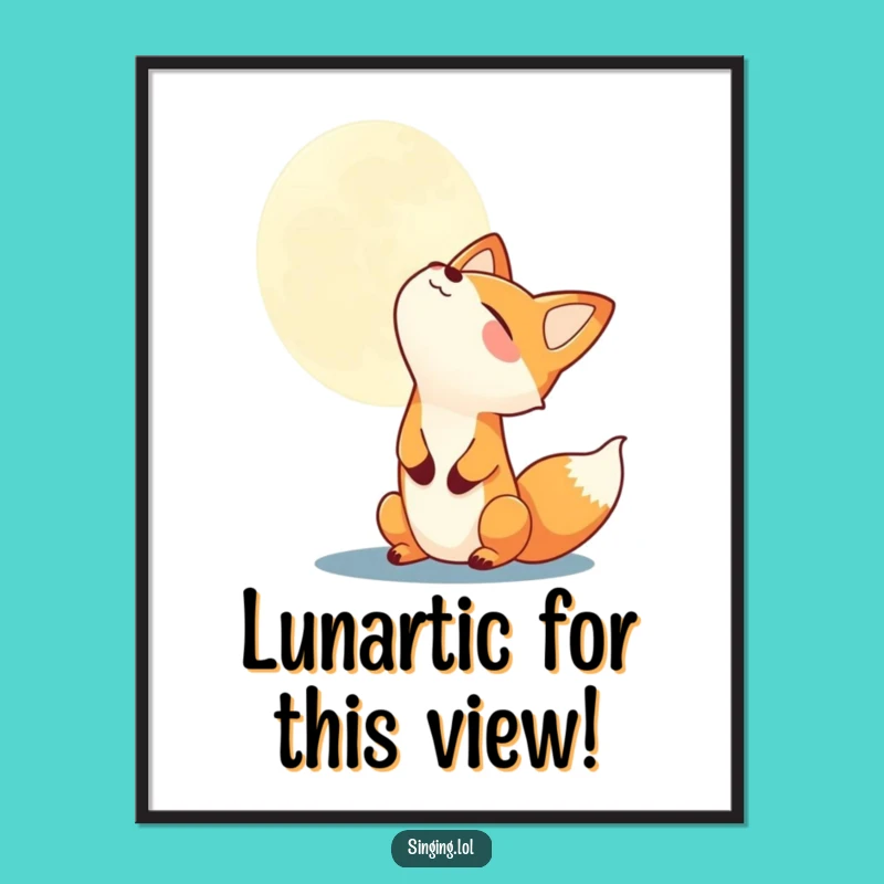 Funny Free Printable Wall Art: Joyful Fox Howling at Moon, Hilarious Downloadable Decor