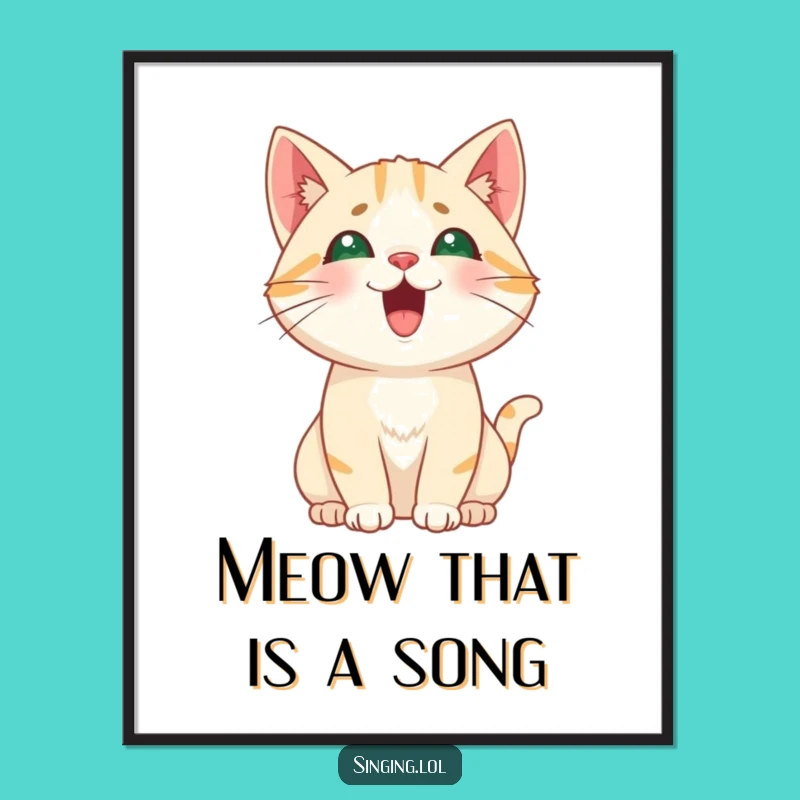 Funny Free Printable Cat Wall Art: High Pitch Meow Downloadable Decor