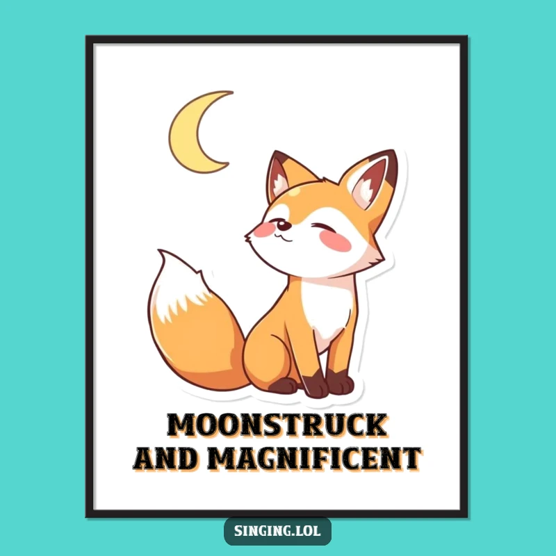 Free Printable Wall Art: Howling Fox Moon Art Downloadable Decor