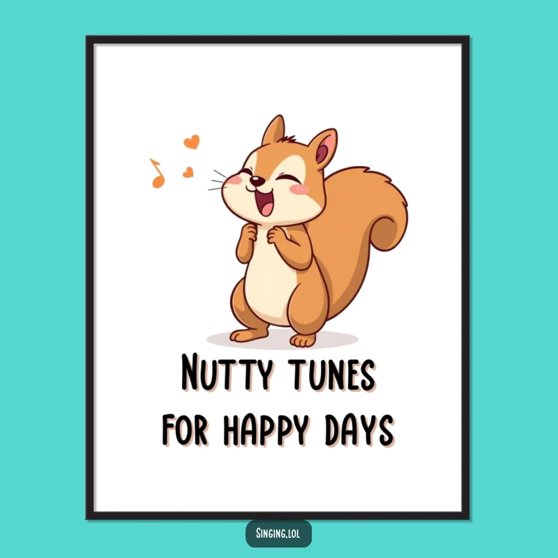 Funny Free Printable Wall Art: Singing Squirrel Vibes - Quirky Downloadable Decor