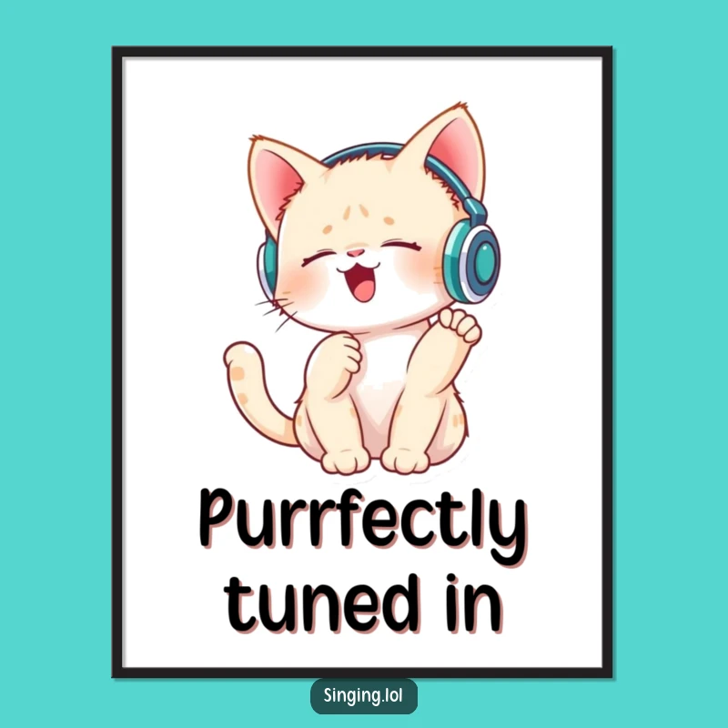 Free Printable Wall Art: Singing Kitten Music Decor Downloadable Art