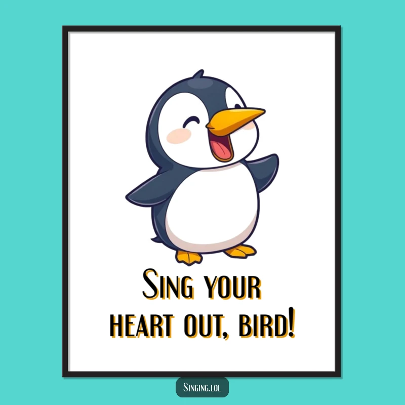 Free Printable Wall Art: Penguin Balladeer Art, Funny Downloadable Gift