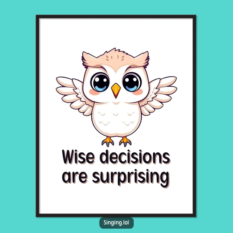 Free Printable Wall Art: Surprised Owl Art, Funny Downloadable Gift