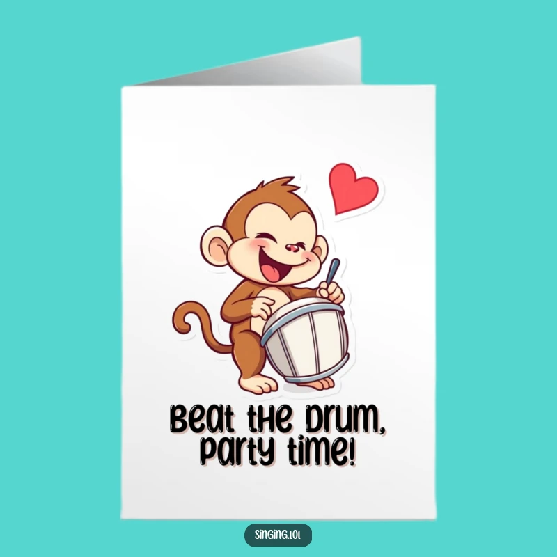 Free Printable Monkey Drummer Funny Birthday Card - Rhythmic Downloadable Gift!