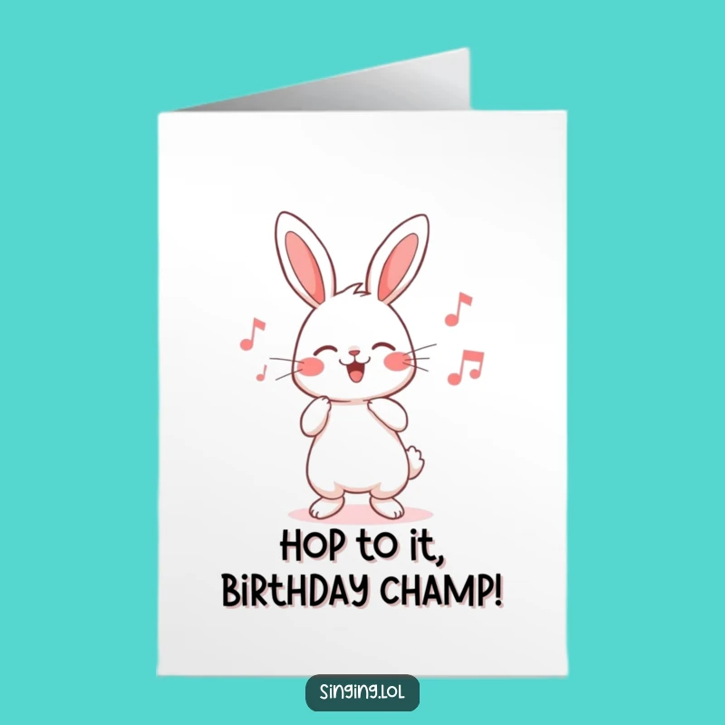Cheerful Rabbit Birthday Card Free Printable: Humming Melody, Cute & Funny DIY Downloadable Greeting
