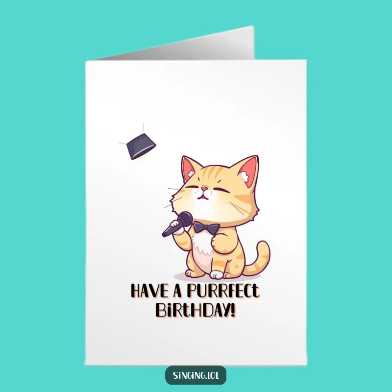 Free Printable Birthday Card: Crooning Cat Star, Fabulous Downloadable Greeting for a Diva