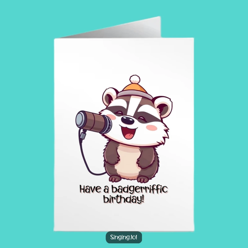 Free Printable Birthday Card: Funny Badger Rockstar Gift for Celebration!
