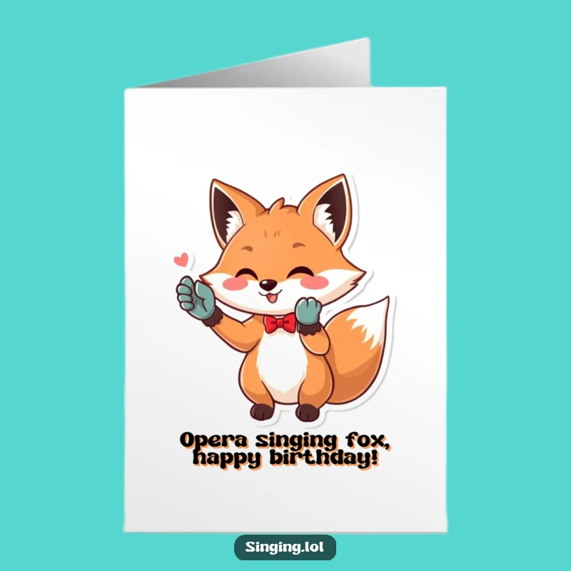 Free Printable Birthday Card: Funny Fox Opera Singer, Hilarious Downloadable Birthday Gift