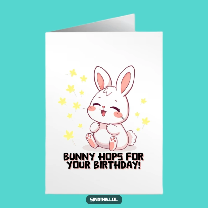 Free Printable Birthday Card: Giggling Bunny and Fireflies for a Magical Celebration