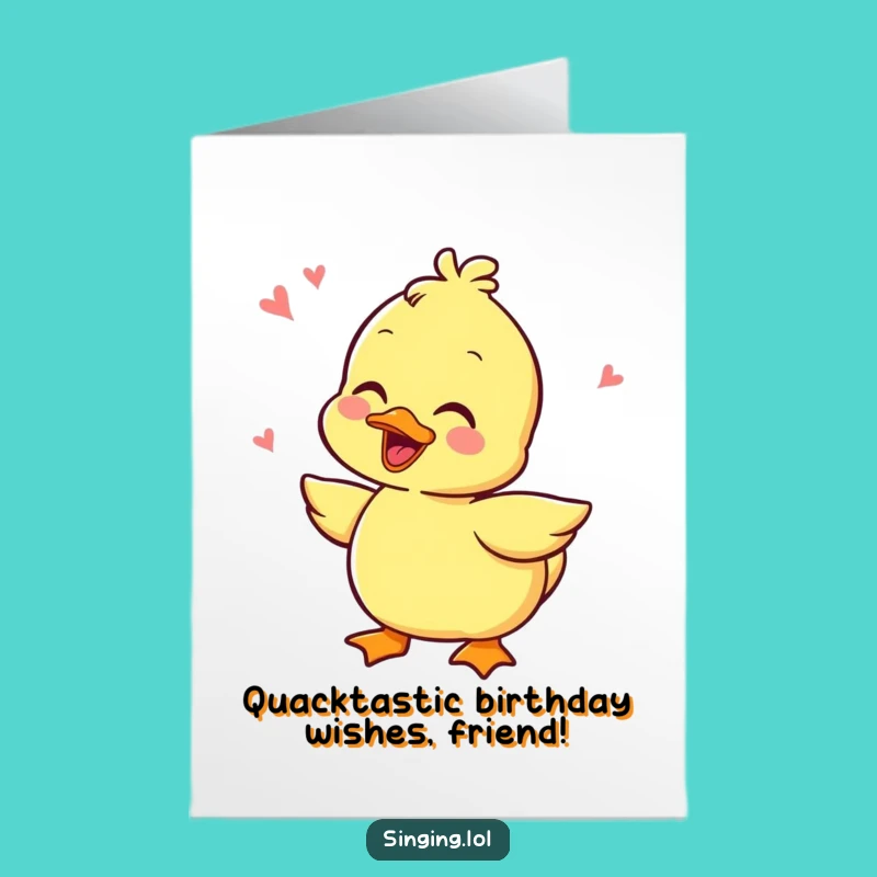 Free Printable Birthday Card: Giggling Duckling Quacking Funny Downloadable Gift