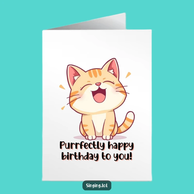 Free Printable Birthday Card: Singing Cat Funny Downloadable Gift