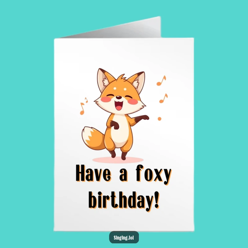 Free Printable Fox Birthday Card: Dancing Singer Downloadable for Lively Celebrations