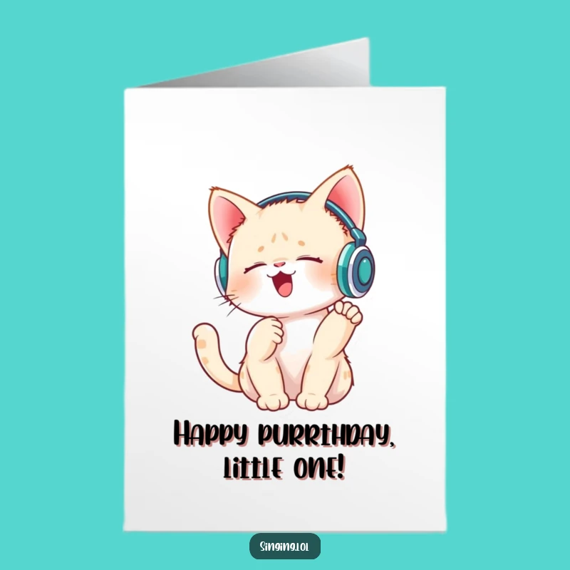 Free Printable Birthday Card: Singing Kitten Music Humor Downloadable Gift