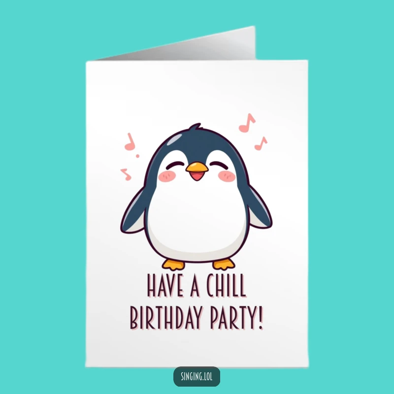 Free Printable Penguin Birthday Card: Joyful Singing Waddler Downloadable Gift