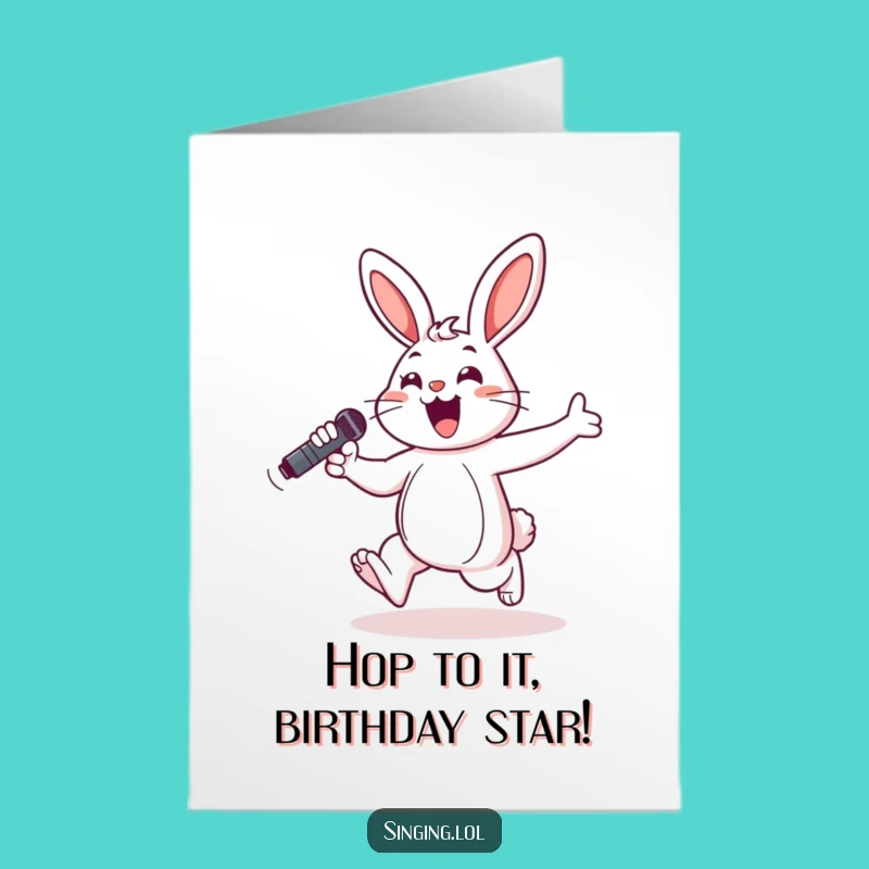 Free Printable Funny Birthday Card: Hopping Bunny Rockstar, Energetic Downloadable Gift!