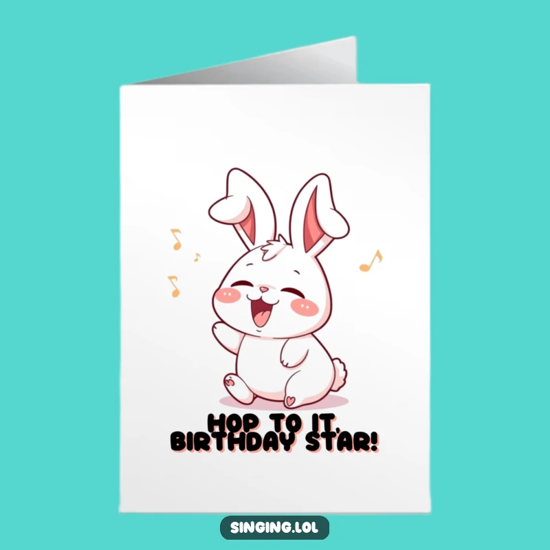 Free Printable Rabbit Birthday Card: Floppy Ears Singer Downloadable for a Cheerful Party