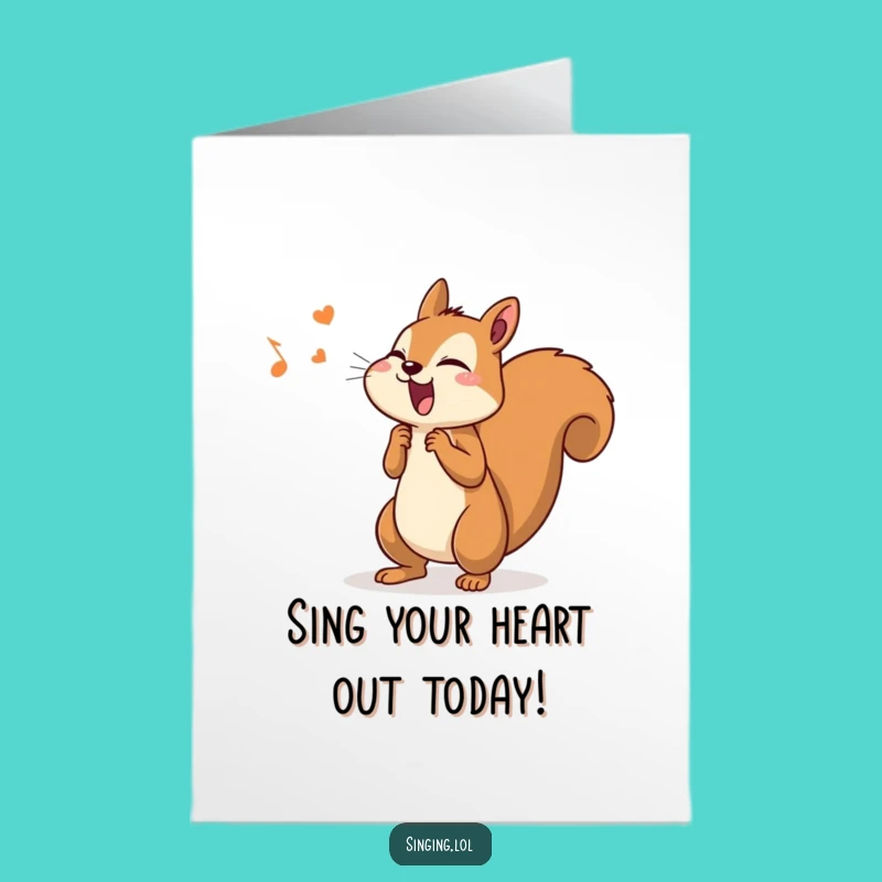 Free Printable Birthday Card: Singing Squirrel Rock Star - Funny DIY Downloadable Gift