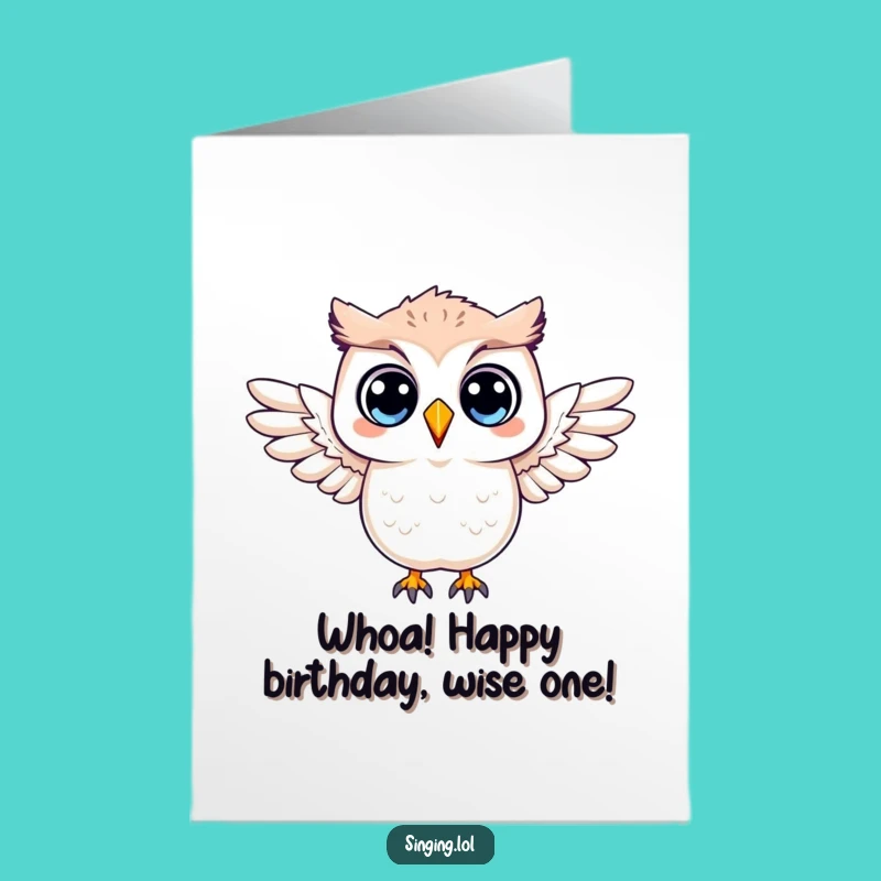 Free Printable Birthday Card: Surprised Owl Wings, Funny Downloadable Gift