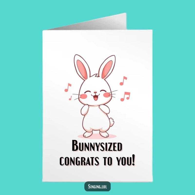Free Printable Rabbit Congrats Card: Humming Tune, Cute Celebration DIY Downloadable Greeting