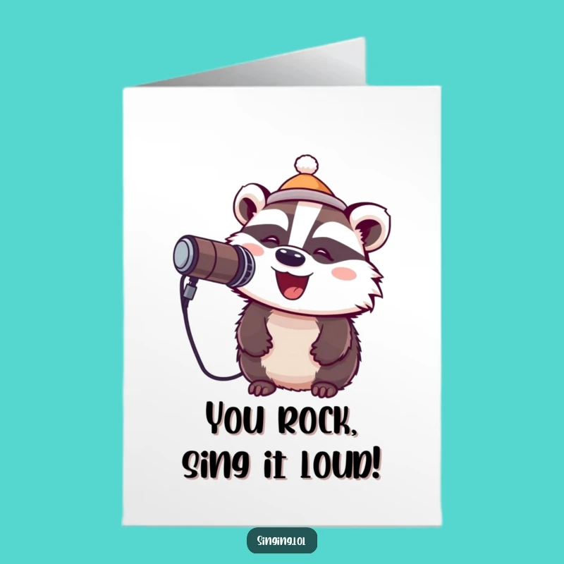 Free Printable Congrats Card: Badger Rockstar Sings Your Success!