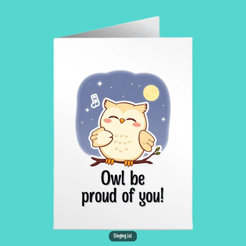Free Printable Congrats Card: Owl Moon Serenade - Whimsical DIY Downloadable