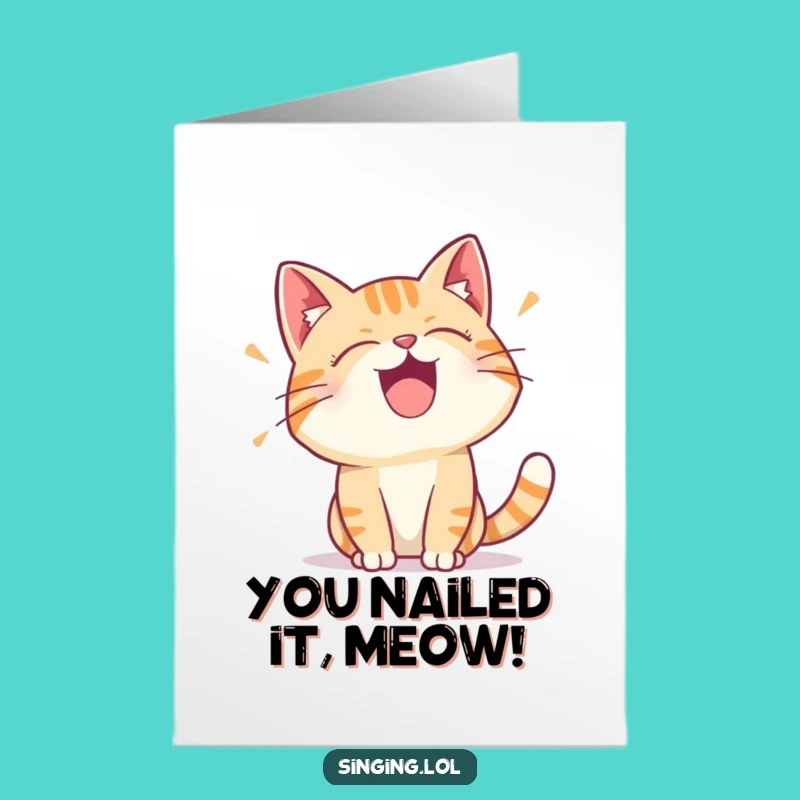 Free Printable Congrats Card: Singing Cat Hilarious Downloadable