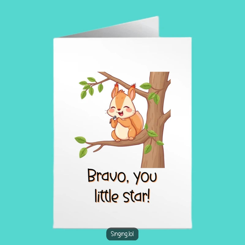 Free Printable Congrats Card: Squirrel Serenade Funny Downloadable Gift for New Beginnings