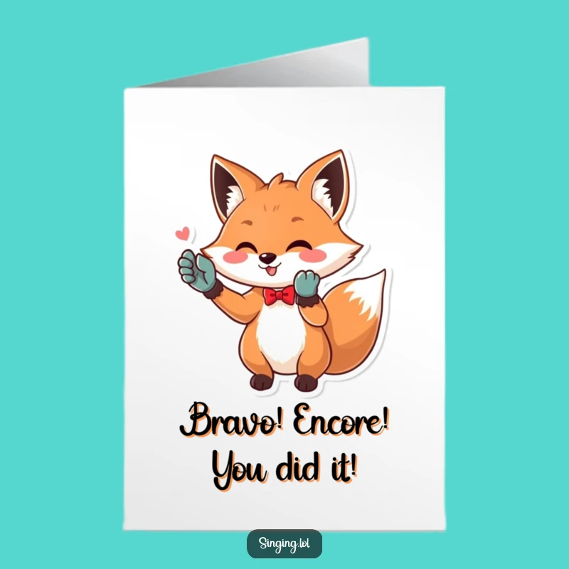 Free Printable Congratulations Card: Fox Opera Star, Humorous Downloadable Greeting for Any Success