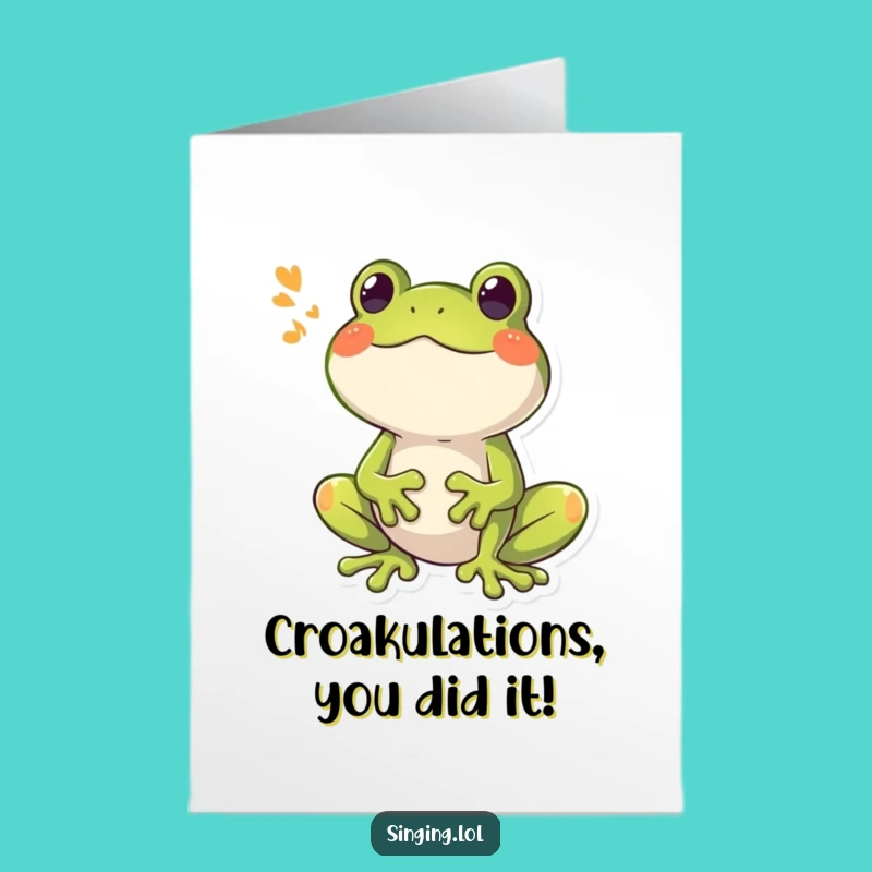 Free Printable Frog Song Card: Booming Croak Congratulations Downloadable