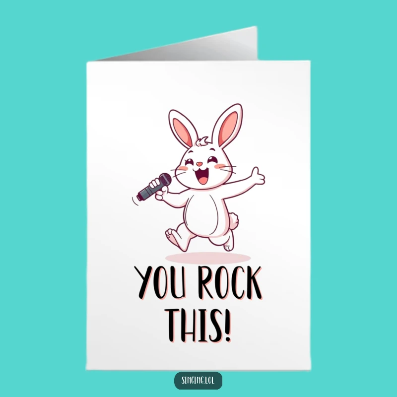 Free Printable Funny Congrats Card: Hopping Bunny Star, Energetic Downloadable Gift!