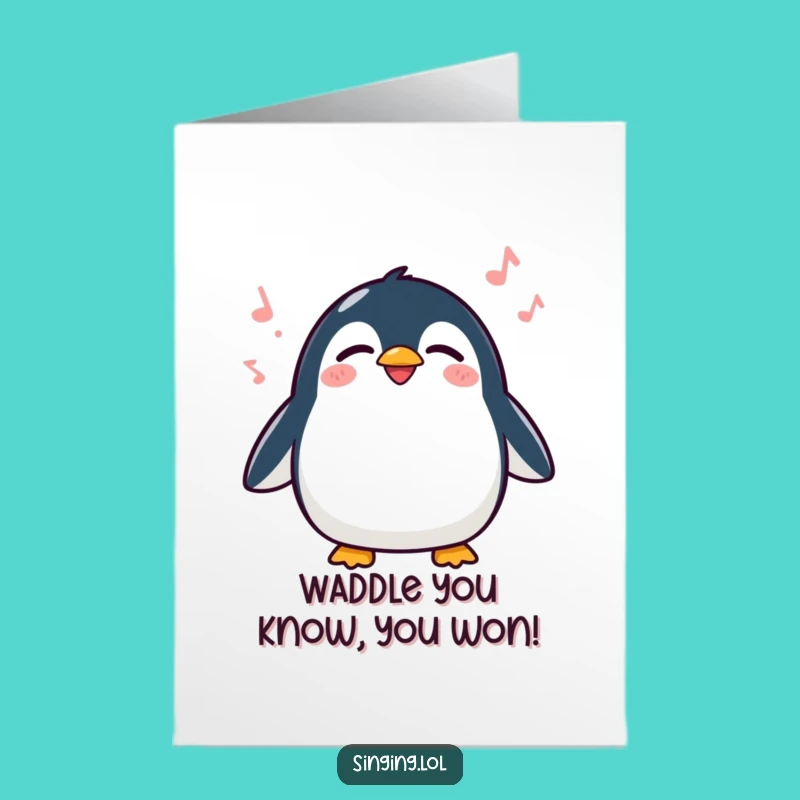 Free Printable Penguin Song Card: Happy Waddler Congratulations Downloadable