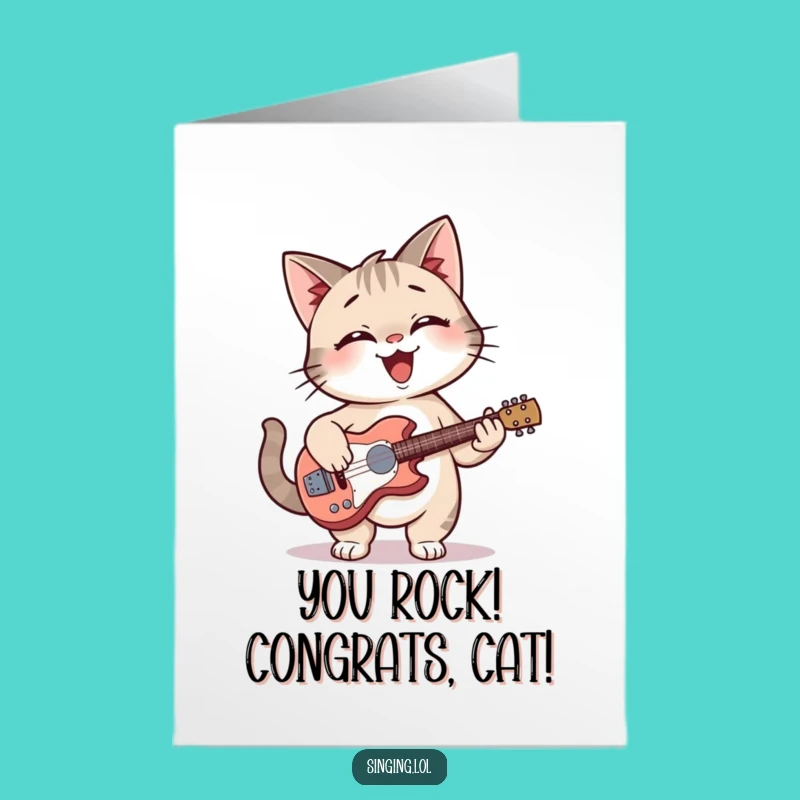 Free Printable Cat Guitar Congrats Card - Hilarious Downloadable Musical Achievement