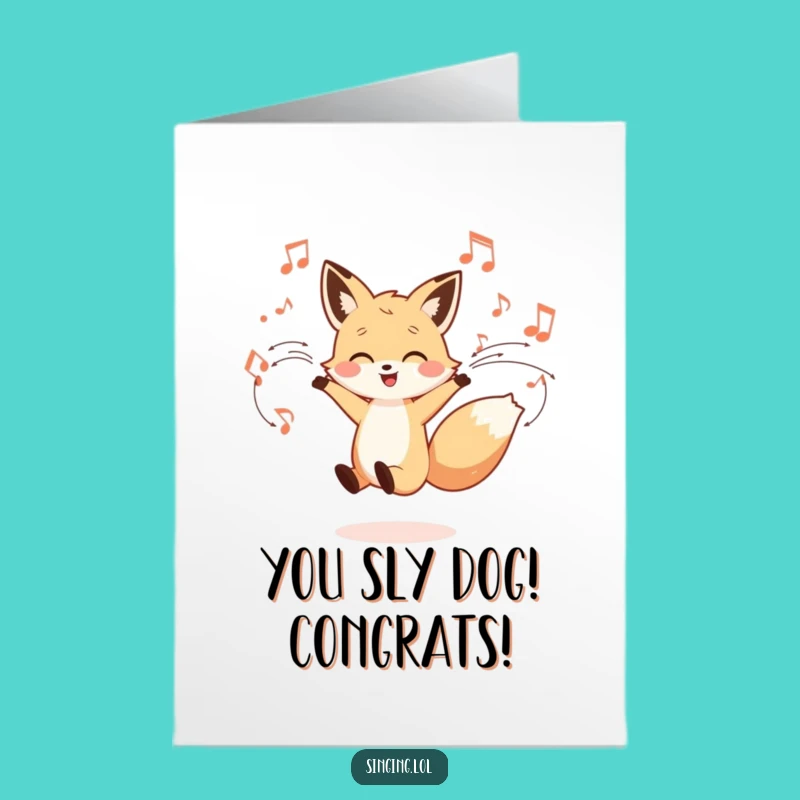 Free Printable Funny Congrats Card: Dancing Fox Celebration Downloadable Gift