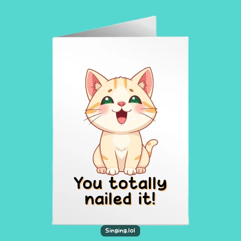 Free Printable Cat Song Card: Playful Pitch Congratulations Downloadable