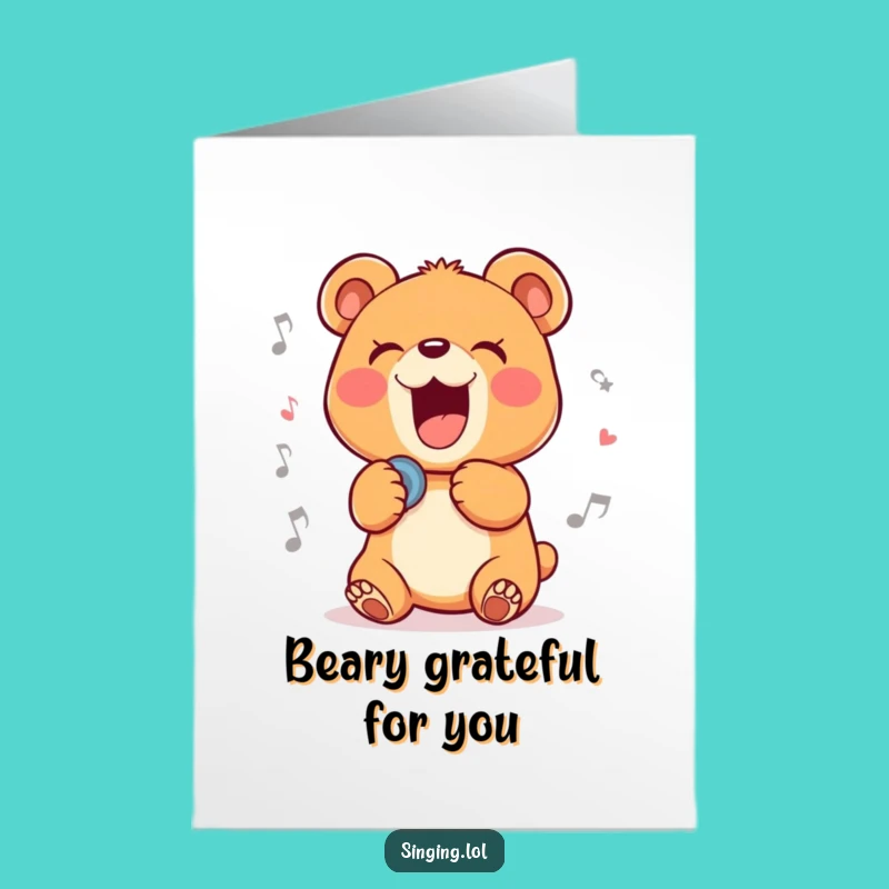 Free Printable Thank You Card: Bear Cub's Gratitude Song, Heartfelt Downloadable Greeting for Kindness