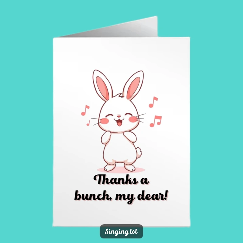 Cute Rabbit Thank You Card Free Printable: Humming Gratitude, Sweet DIY Downloadable Message