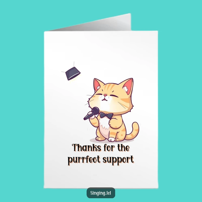 Free Printable Thank You Card: Cat Crooner, Elegant Downloadable Greeting for True Fans