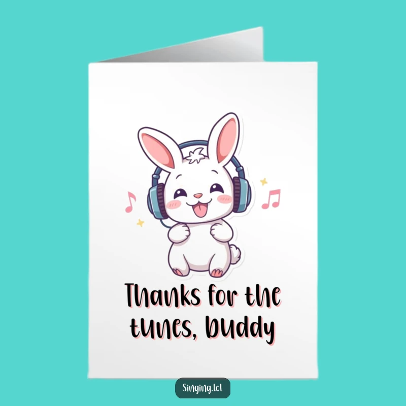 Free Printable Thank You Card Funny Rabbit Musician: Express Gratitude with a Downloadable Tune